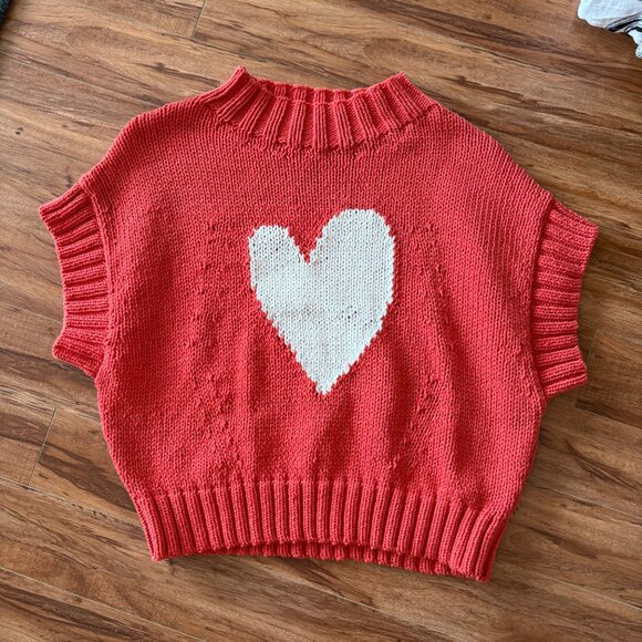 The Pippa Mock-Neck Sweater Maeve Anthropologie Red Heart Valentine L - Picture 2 of 5